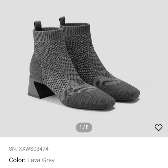 🩶NWT WOMENS VIVAIA MELISSA SQUARE TOE PERFORATED HEELED BOOTS SIZE 39 IN GREY - Picture 9 of 16